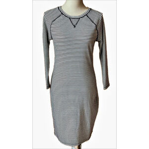 PHILOSOPHY Black/White Striped Sheath Dress Size M